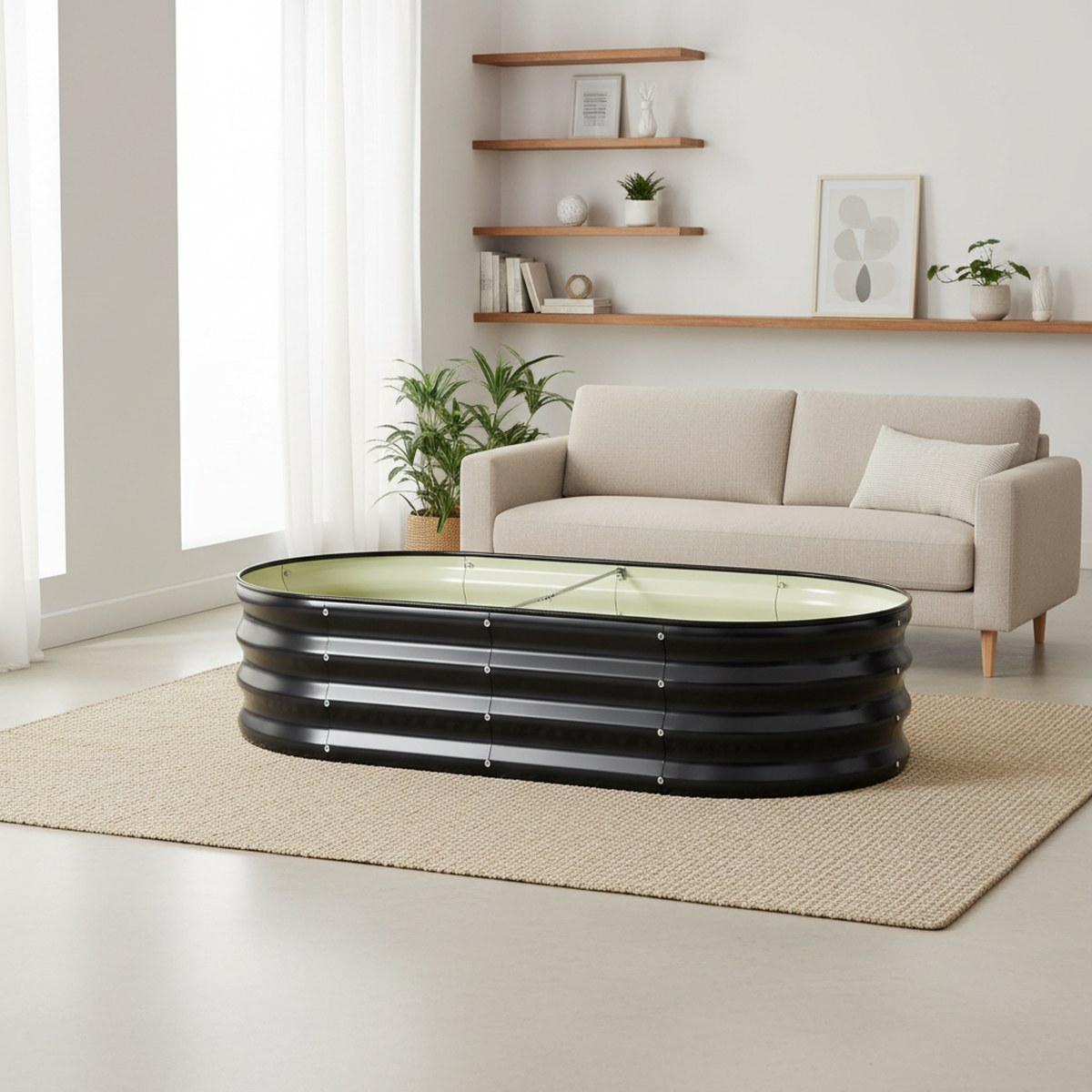 Planter Raised Metal - Canteiro Elevado Oval de Metal 4x2x1