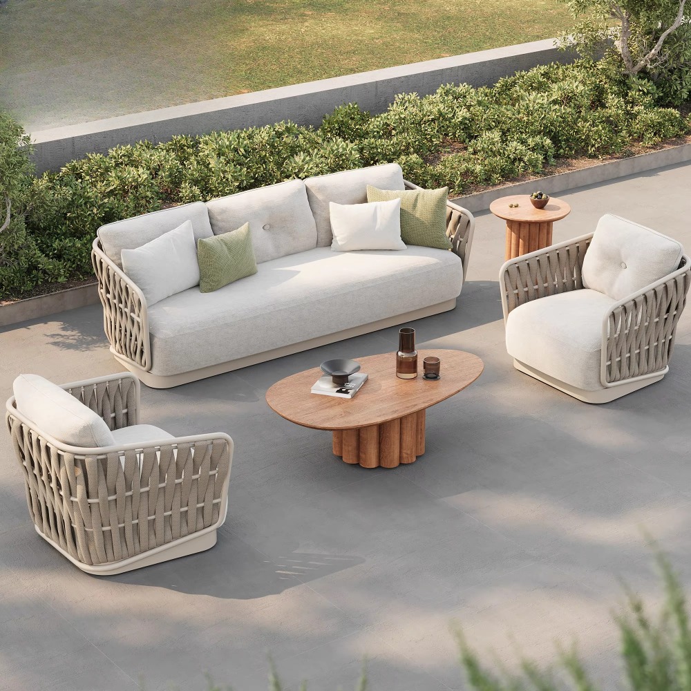 Rattan Lounge Set - Conjunto de Sofá de Jardim Confortável