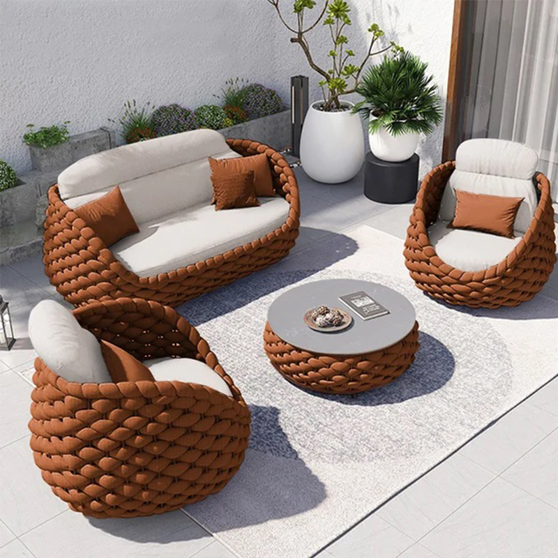 Rattan Lounge Set - Conjunto de Sofá de Jardim em