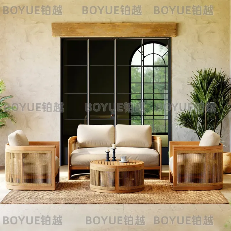Conjunto de Sofá de Madeira Te - Rattan Lounge Set avaliação e preço