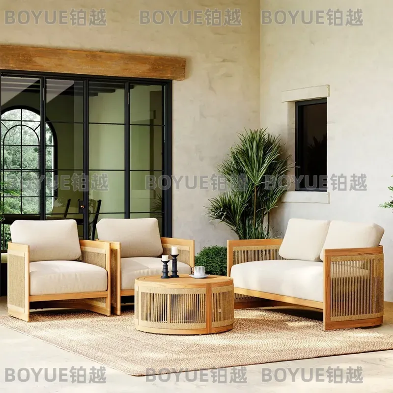 Conjunto de Sofá de Madeira Te - Rattan Lounge Set avaliação e preço