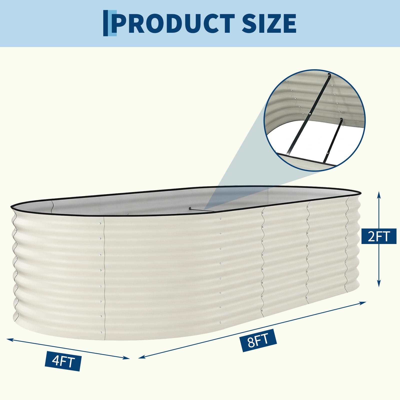 1PC Canteiro Elevado Oval 8x4x - Planter Raised Metal avaliação e preço