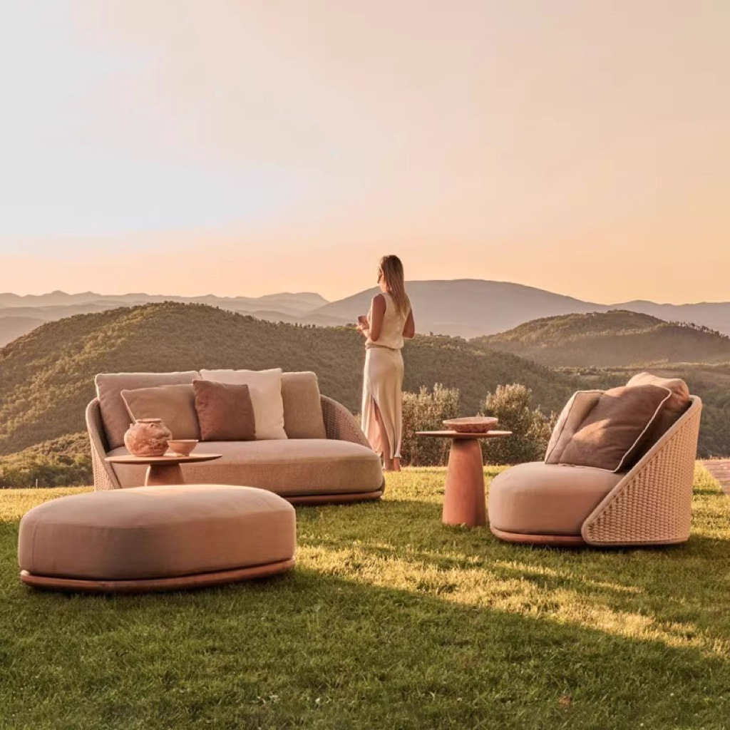 Sofá nórdico de teca para área - Outdoor Furniture Hotel avaliação e preço