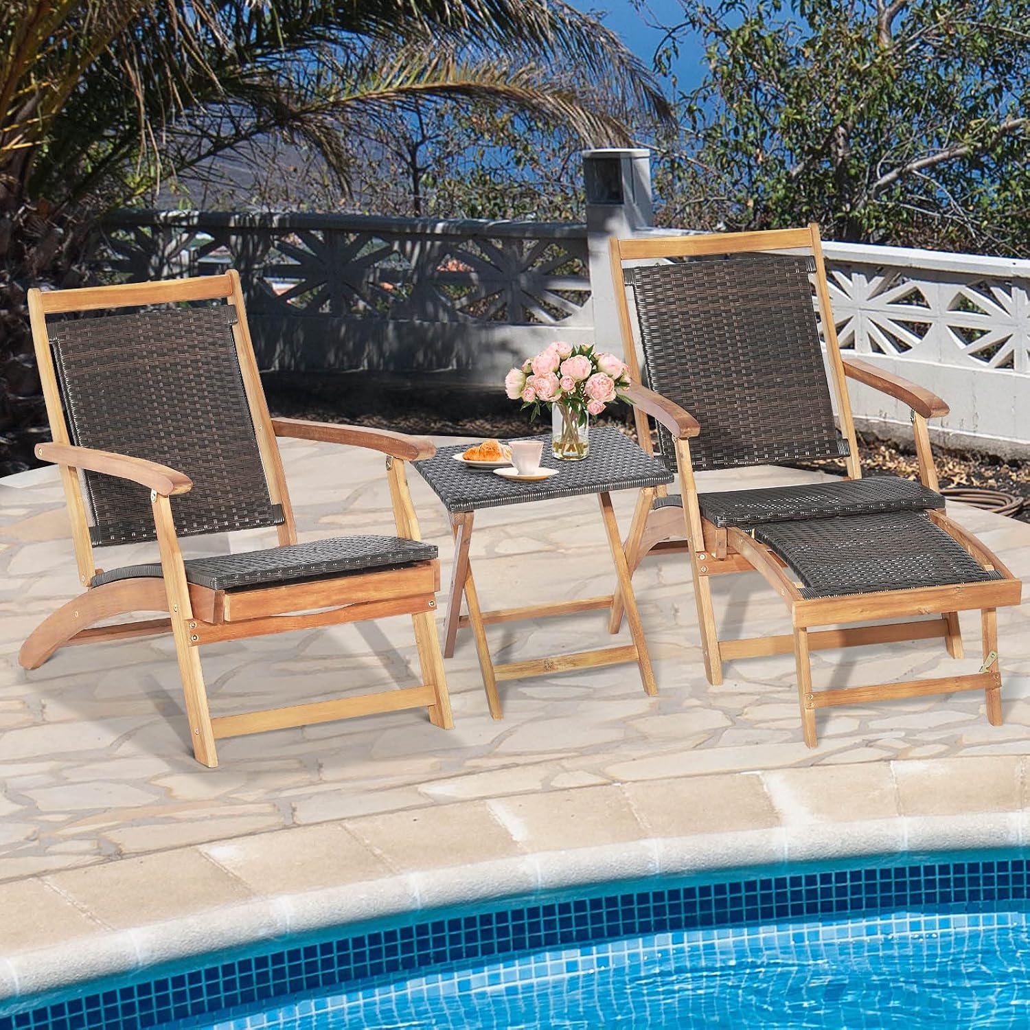 Conjunto de Cadeira de Pátio D - Outdoor Furniture Recliner Set avaliação e preço