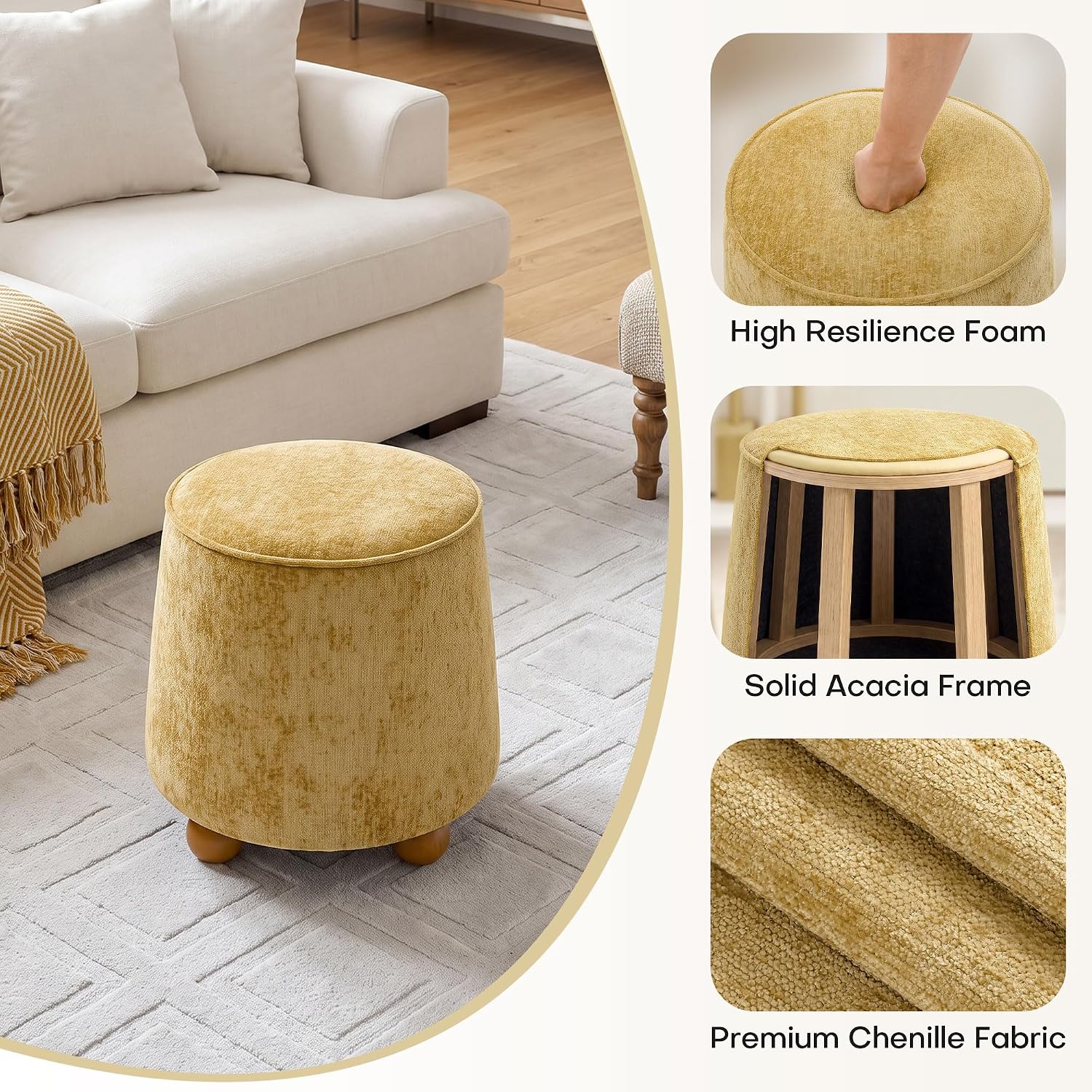 Puff Redondo Cônico de Madeira - Outdoor Furniture Yellow avaliação e preço