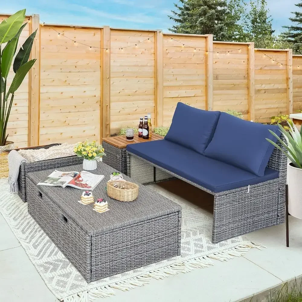 Conjunto de Sofá de Jardim Azu - Rattan Lounge Set avaliação e preço